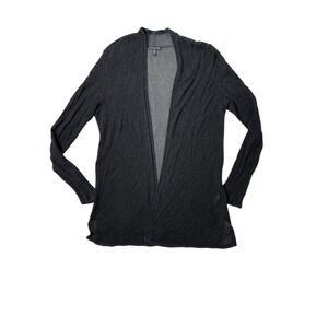 Eileen Fisher Women Open Front Cardigan Tencel Black Mesh Classy Career Large
